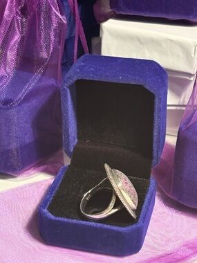 Chic Silver and Purpurite stone Ring 925 sterling silver cocktail vintage ring